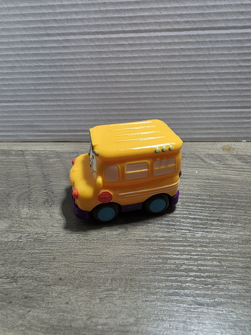 RARE B Toys Yellow Bus Gus Mini Pull-Back School Bus 3.25" Baby Toddler Toy